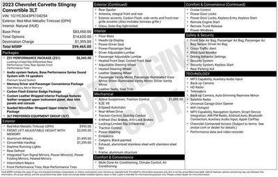 2023 Chevrolet Corvette Stingray 3LT