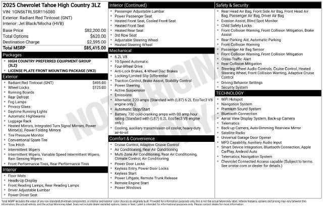 2025 Chevrolet Tahoe High Country