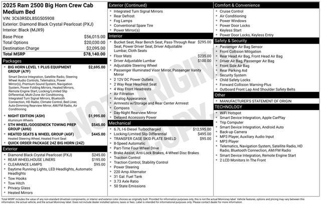 2025 RAM 2500 Big Horn Crew Cab 4x4 6'4" Box