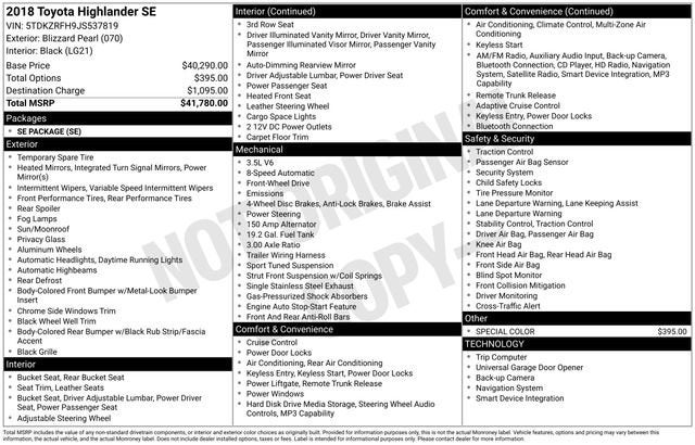 2018 Toyota Highlander SE