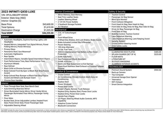 2023 INFINITI QX50 LUXE FWD