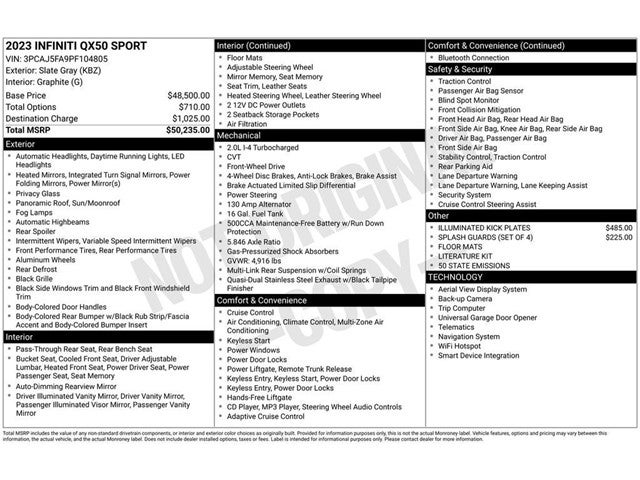 2023 INFINITI QX50 SPORT FWD