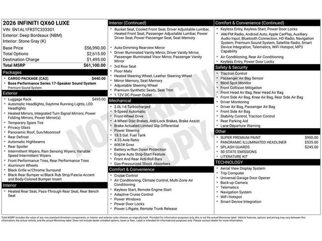 2026 INFINITI QX60 Luxe FWD