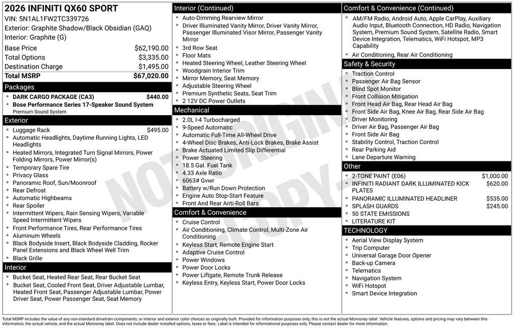 2026 INFINITI QX60 Sport AWD