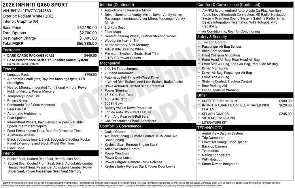 2026 INFINITI QX60 Sport AWD