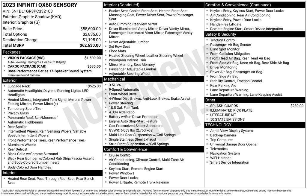 2023 INFINITI QX60 SENSORY FWD