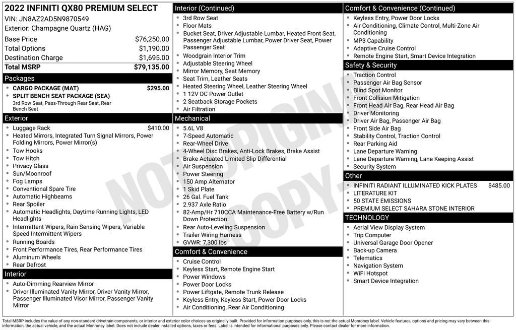 2022 INFINITI QX80 PREMIUM SELECT 2WD