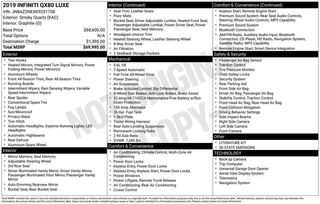 2019 INFINITI QX80 LUXE 4WD